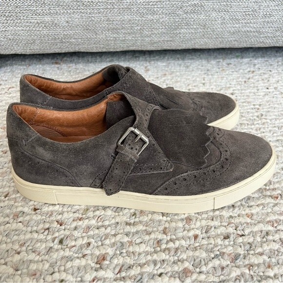 Frye Gemma Kiltie Smoke Gray Suede Oxford Wingtip Loafer Fashion Sneaker - Picture 5 of 11